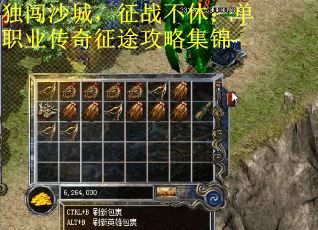 独闯沙城，征战不休：单职业传奇征途攻略集锦